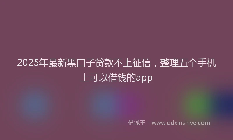 2025年最新黑囗子贷款不上征信，整理五个手机上可以借钱的app
