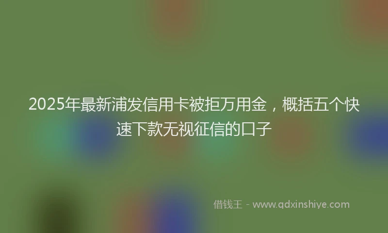 2025年最新浦发信用卡被拒万用金，概括五个快速下款无视征信的口子
