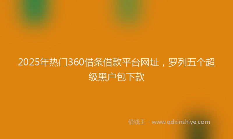 2025年热门360借条借款平台网址，罗列五个超级黑户包下款