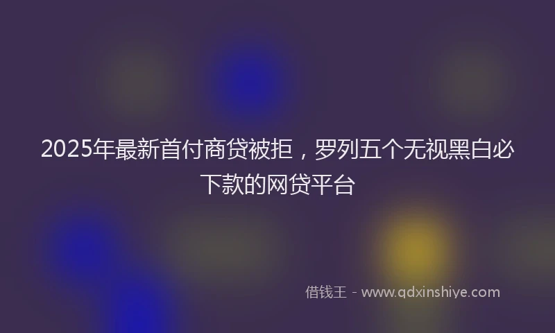 2025年最新首付商贷被拒，罗列五个无视黑白必下款的网贷平台