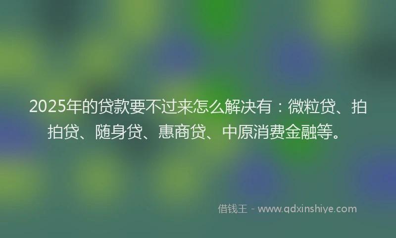 2025年的贷款要不过来怎么解决有：微粒贷、拍拍贷、随身贷、惠商贷、中原消费金融等。