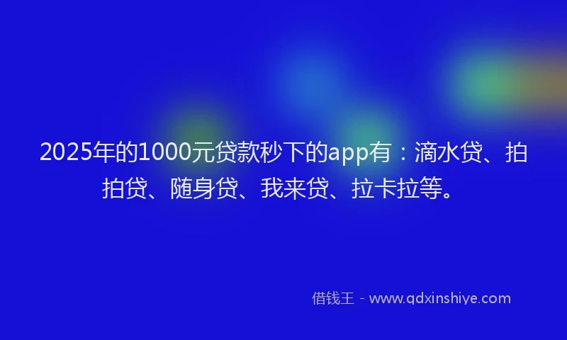 2025年的1000元贷款秒下的app有：滴水贷、拍拍贷、随身贷、我来贷、拉卡拉等。