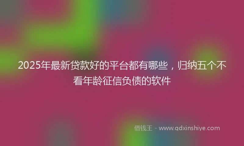 2025年最新贷款好的平台都有哪些，归纳五个不看年龄征信负债的软件