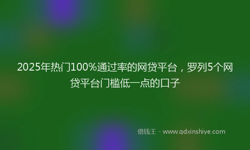 2025年热门100%通过率的网贷平台，罗列5个网贷平台门槛低一点的口子