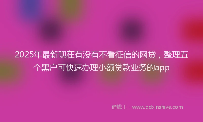 2025年最新现在有没有不看征信的网贷，整理五个黑户可快速办理小额贷款业务的app