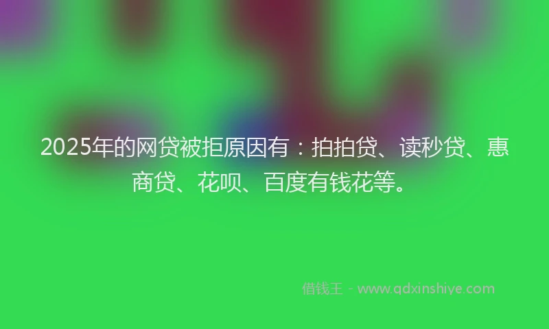2025年的网贷被拒原因有：拍拍贷、读秒贷、惠商贷、花呗、百度有钱花等。