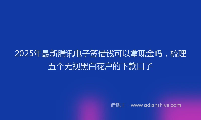 2025年最新腾讯电子签借钱可以拿现金吗，梳理五个无视黑白花户的下款口子