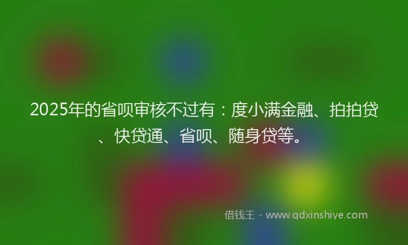2025年的省呗审核不过有：度小满金融、拍拍贷、快贷通、省呗、随身贷等。