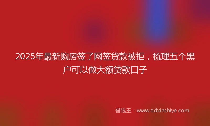 2025年最新购房签了网签贷款被拒，梳理五个黑户可以做大额贷款口子