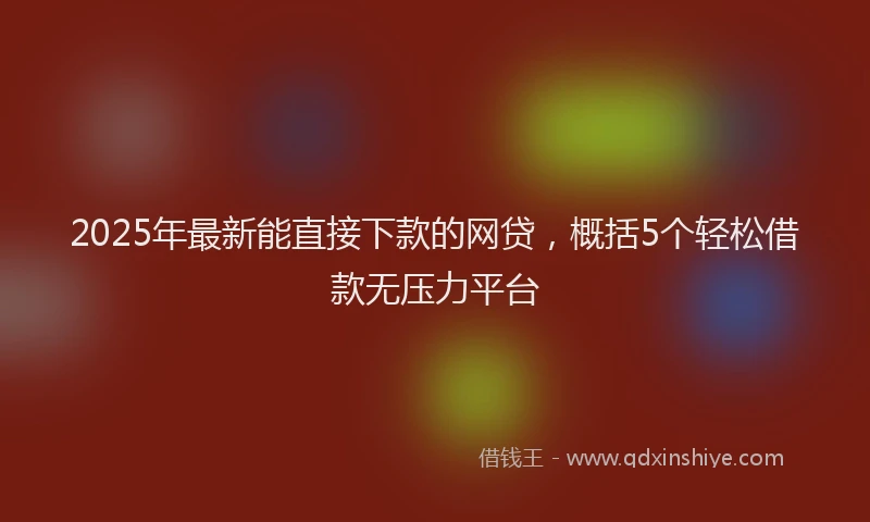 2025年最新能直接下款的网贷，概括5个轻松借款无压力平台