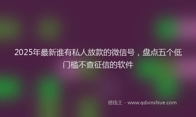 2025年最新谁有私人放款的微信号，盘点五个低门槛不查征信的软件