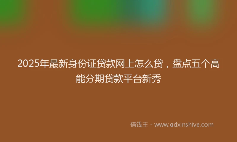 2025年最新身份证贷款网上怎么贷，盘点五个高能分期贷款平台新秀