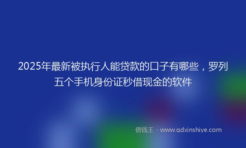 2025年最新被执行人能贷款的口子有哪些，罗列五个手机身份证秒借现金的软件
