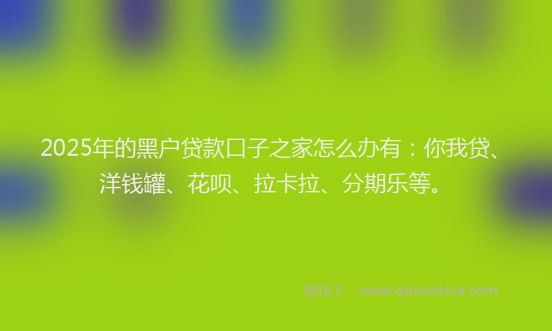2025年的黑户贷款口子之家怎么办有：你我贷、洋钱罐、花呗、拉卡拉、分期乐等。