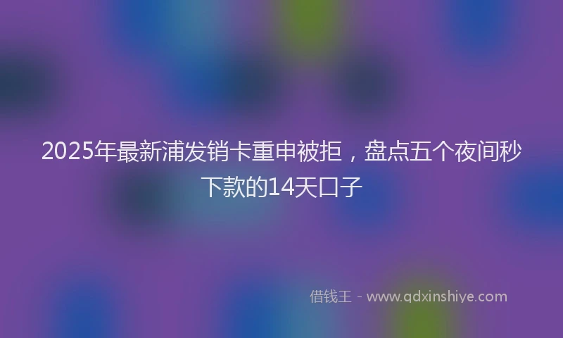 2025年最新浦发销卡重申被拒，盘点五个夜间秒下款的14天口子