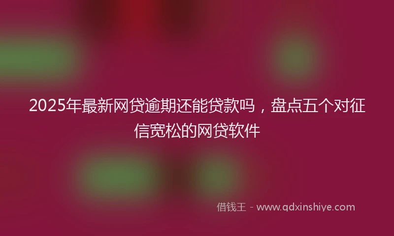 2025年最新网贷逾期还能贷款吗，盘点五个对征信宽松的网贷软件