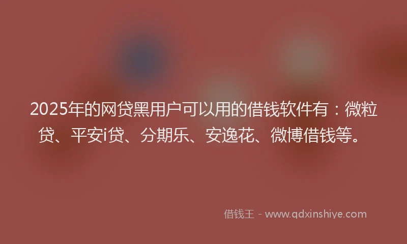 2025年的网贷黑用户可以用的借钱软件有：微粒贷、平安i贷、分期乐、安逸花、微博借钱等。