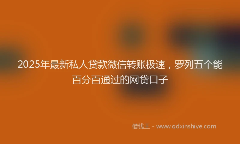 2025年最新私人贷款微信转账极速，罗列五个能百分百通过的网贷口子