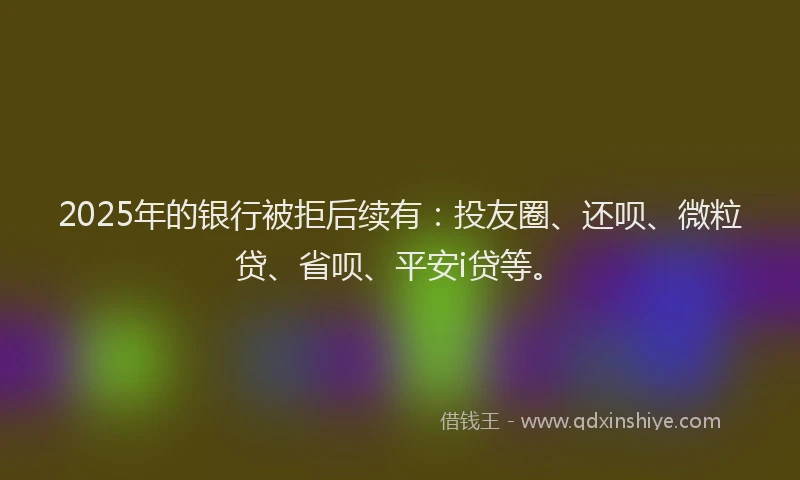 2025年的银行被拒后续有：投友圈、还呗、微粒贷、省呗、平安i贷等。