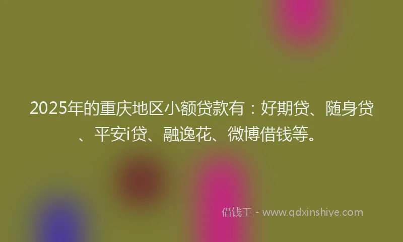 2025年的重庆地区小额贷款有：好期贷、随身贷、平安i贷、融逸花、微博借钱等。