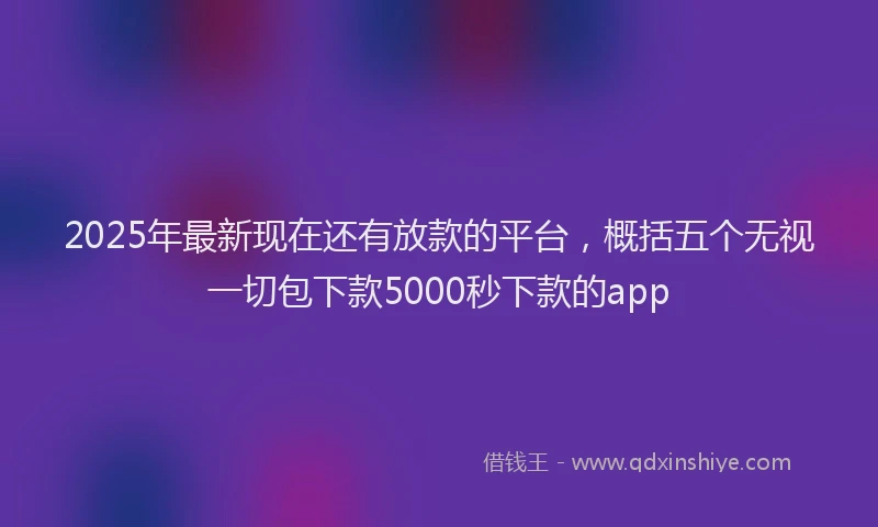 2025年最新现在还有放款的平台，概括五个无视一切包下款5000秒下款的app