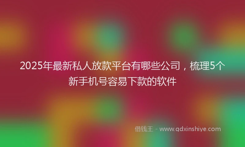2025年最新私人放款平台有哪些公司，梳理5个新手机号容易下款的软件