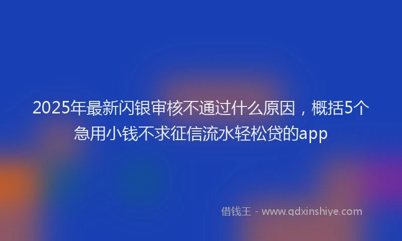 2025年最新闪银审核不通过什么原因，概括5个急用小钱不求征信流水轻松贷的app