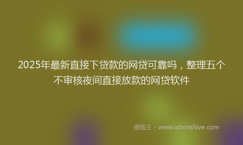 2025年最新直接下贷款的网贷可靠吗，整理五个不审核夜间直接放款的网贷软件