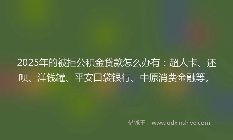2025年的被拒公积金贷款怎么办有：超人卡、还呗、洋钱罐、平安口袋银行、中原消费金融等。