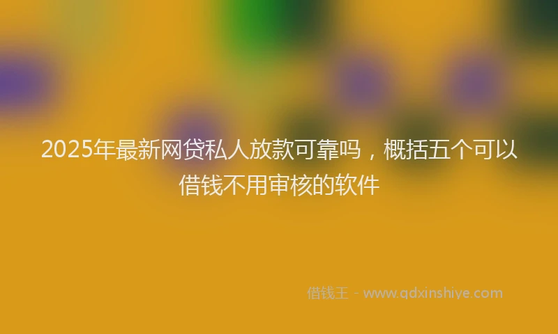 2025年最新网贷私人放款可靠吗，概括五个可以借钱不用审核的软件