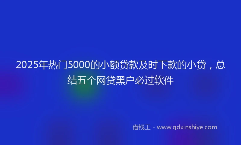 2025年热门5000的小额贷款及时下款的小贷，总结五个网贷黑户必过软件