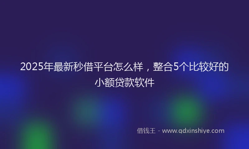 2025年最新秒借平台怎么样，整合5个比较好的小额贷款软件