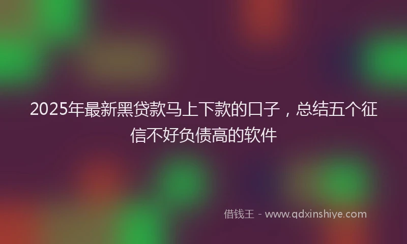 2025年最新黑贷款马上下款的口子，总结五个征信不好负债高的软件