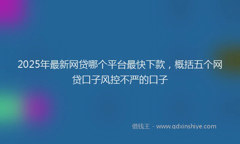 2025年最新网贷哪个平台最快下款，概括五个网贷口子风控不严的口子