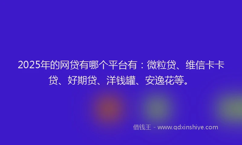 2025年的网贷有哪个平台有：微粒贷、维信卡卡贷、好期贷、洋钱罐、安逸花等。