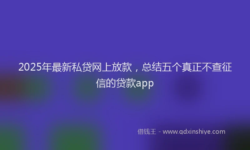 2025年最新私贷网上放款，总结五个真正不查征信的贷款app