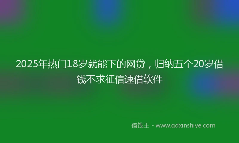 2025年热门18岁就能下的网贷，归纳五个20岁借钱不求征信速借软件