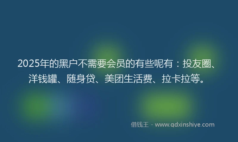 2025年的黑户不需要会员的有些呢有：投友圈、洋钱罐、随身贷、美团生活费、拉卡拉等。