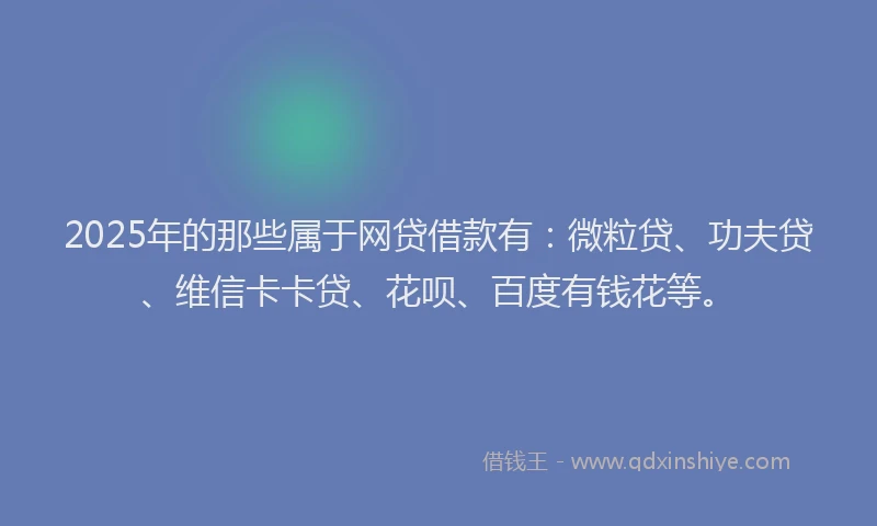 2025年的那些属于网贷借款有：微粒贷、功夫贷、维信卡卡贷、花呗、百度有钱花等。