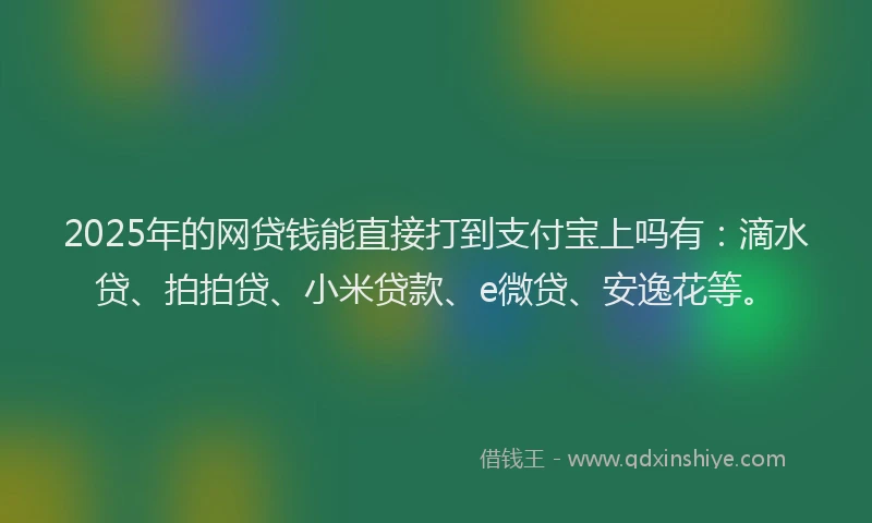 2025年的网贷钱能直接打到支付宝上吗有：滴水贷、拍拍贷、小米贷款、e微贷、安逸花等。