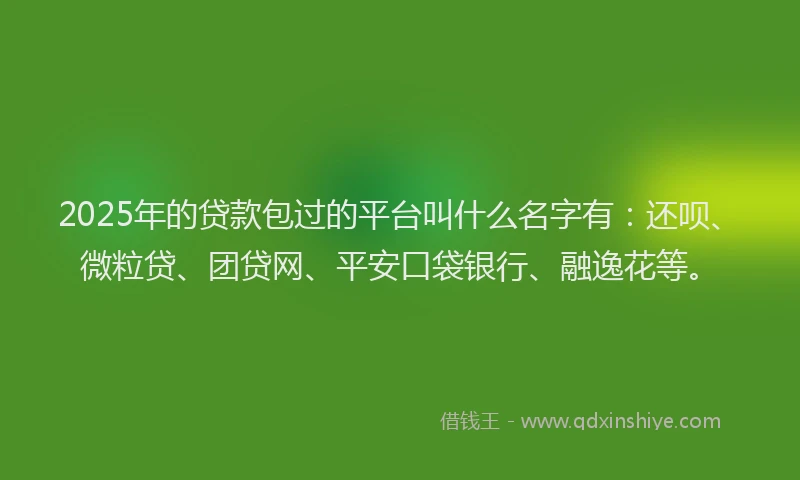 2025年的贷款包过的平台叫什么名字有：还呗、微粒贷、团贷网、平安口袋银行、融逸花等。