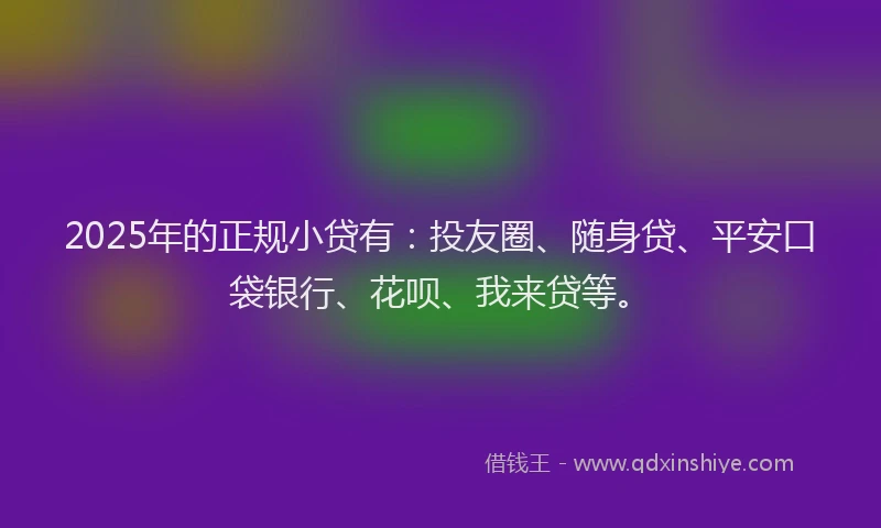 2025年的正规小贷有:投友圈、随身贷、平安口袋银行、花呗、我来贷等。