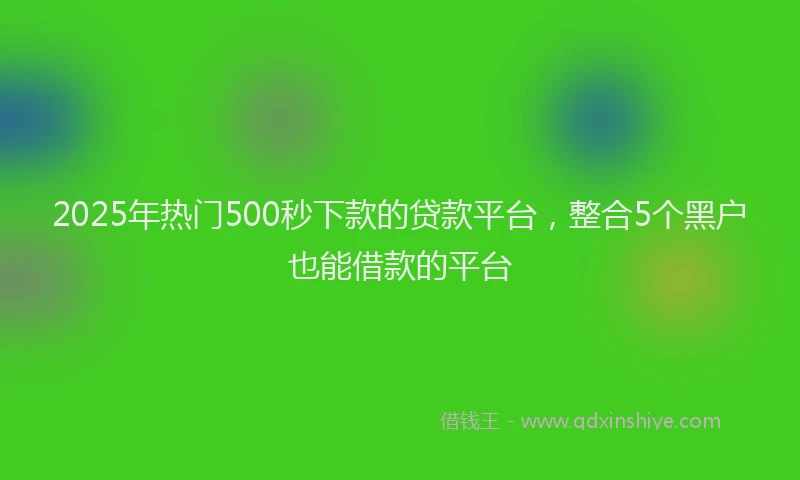 2025年热门500秒下款的贷款平台，整合5个黑户也能借款的平台