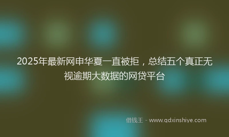 2025年最新网申华夏一直被拒，总结五个真正无视逾期大数据的网贷平台