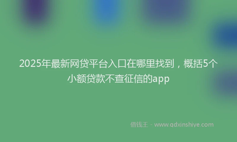 2025年最新网贷平台入口在哪里找到，概括5个小额贷款不查征信的app