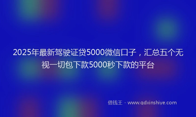 2025年最新驾驶证贷5000微信口子，汇总五个无视一切包下款5000秒下款的平台