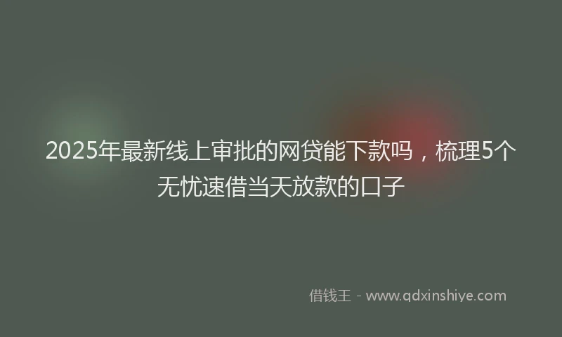 2025年最新线上审批的网贷能下款吗，梳理5个无忧速借当天放款的口子