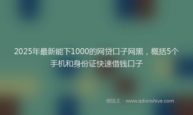 2025年最新能下1000的网贷口子网黑，概括5个手机和身份证快速借钱口子