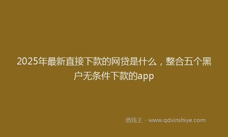 2025年最新直接下款的网贷是什么，整合五个黑户无条件下款的app