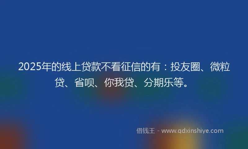 2025年的线上贷款不看征信的有：投友圈、微粒贷、省呗、你我贷、分期乐等。